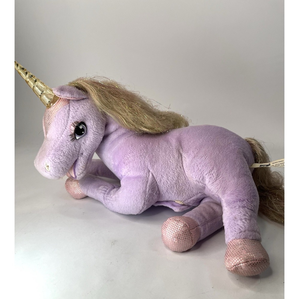 2003 Mattel Barbie Swan Lake Lila Unicorn Plush Toy Lights Up Works 13" READ